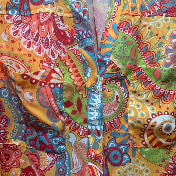 Monroe & Main Sz 1X Button up Paisley Multicolor Blouse with tie sleeves - Picture 4 of 6